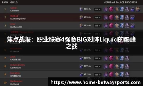 焦点战报：职业联赛4强赛BIG对阵Liquid的巅峰之战